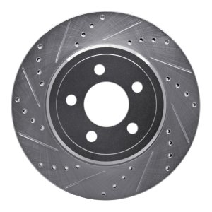 Chrysler 300 Brake Rotor (1) - Rear Left - R1 Concepts - Drilled & Slotted - Silver - `05-`23